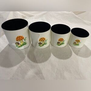 Vintage 1979 Merry Mushroom Melamine Nesting Canisters Sears Roebuck and Co.
